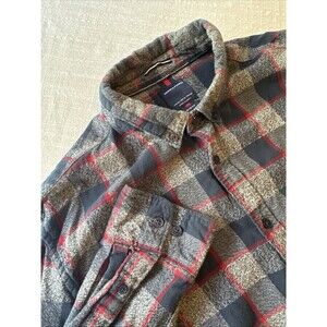 Denim‎ & Flower Flannel Plaid Blue Red Gray Plaid Men’s XL Slim Fit Camp Shirt